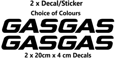 Gas Gas Decal/Sticker x 2 pcs (available in any colour) 200mm x 40mm - Image 1 of 2
