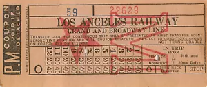 LOS ANGELES RAILWAY Transfer Grand and Broadway Line 1910s 5" #22629 Mesa Drive - Bild 1 von 2
