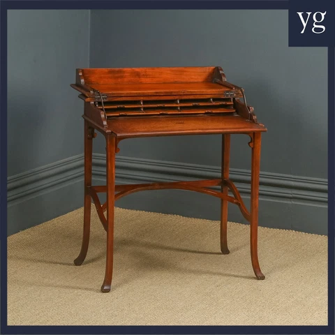Edwardian Art Nouveau Metamorphic Mahogany & Leather Writing Table (c1909) Cover