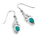 Turquoise Celtic Trinity Drop Earrings Solid Sterling Silver 925 Stamp