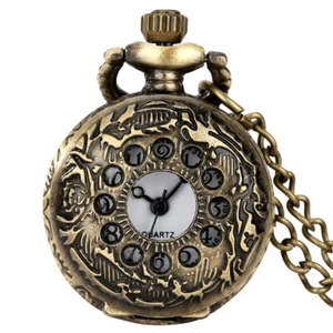 Reloj Bolsillo Tamaño Pequeño con Collar Cadena Estilo Vintage Cuarzo Analógico Relojes - Imagen 1 de 12