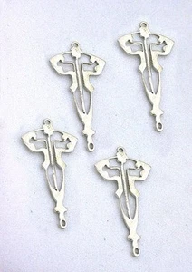 SEIS CONECTORES ESTAMPADOS ANTIGUOS VINTAGE COLOR PLATA 32,5 MM X 17,5 MM HALLAZGO CF302 - Imagen 1 de 1