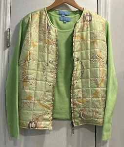 J McLaughlin Mint Green Silk Sweater Set - size large - Picture 1 of 3