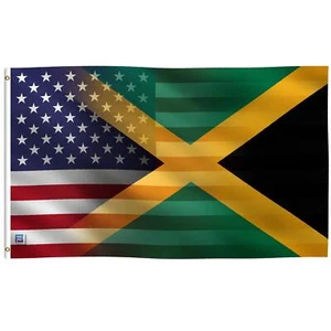 3x5 ft Jamaican American Hybrid Flag - 100% Polyester w/ Brass Grommets - Picture 1 of 10