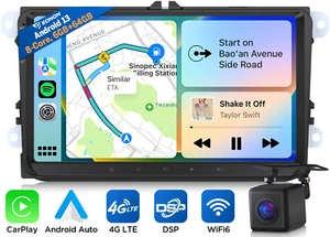 9" For VW GOLF MK5 MK6 Carplay Android 13 6+64 Car Stereo Radio GPS Sat Nav WIFI - Picture 1 of 21