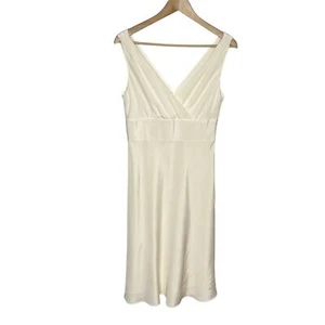 J. Crew Womens Vintage Y2K Silk Babydoll Dress 6 Cream Satin V Neck Bridal - Picture 1 of 10