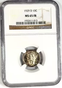 1929-D Mercury Dime NGC MS 65 Full Bands Lightly Toned Superb Coin - Picture 1 of 2