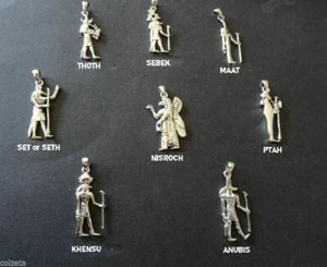 Egyptian: Khensu, Sobek, Thoth, Maat, Sett, Ptah, Nisroch PETER STONE 925 SILVER - Picture 1 of 25