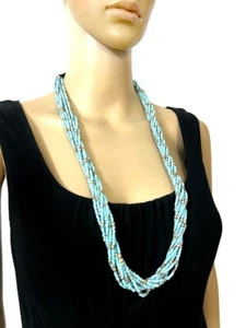 N7807 Ethnic Gypsy Glass Beads Strand LONG Fashion NECKLACE India Women Jewelry - Picture 1 of 10