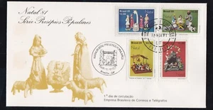 BRAZIL 1981 FIRST DAY COVER CHRISTMAS ART CRECHES & FIGUREINES + CACHET - Picture 1 of 1