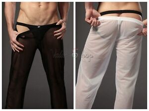 Nowa męska seksowna bielizna przejrzysta sportowe spodnie z gazy GYM długie spodnie bielizna