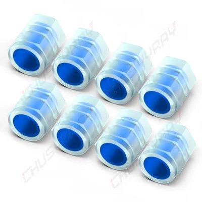 Tampas de válvula de pneu de carro fluorescentes AZUL tampas de haste de válvula de pneu luminosas para Lincoln - Imagem 1 de 4