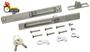 - Keyed Flush Mounted Sliding Patio Door Latch Set, Aluminum Grey - Replacement - Picture 1 of 12