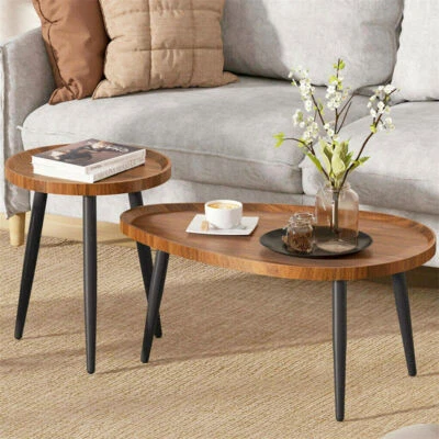 Couchtisch Massivholz Sofatisch Beistelltisch 2er Set Wohnzimmer Kaffeetisch DE - Bild 1 von 4