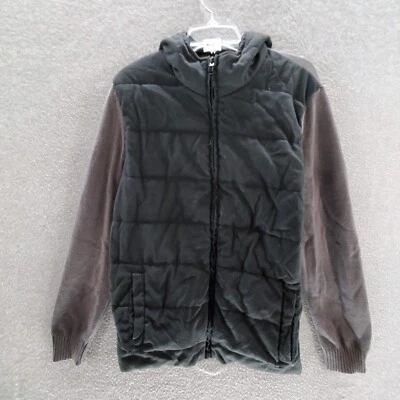 Alfani Hombres Sudadera con Capucha Grande Negro Gris Bloque de Color Bolsillos con Cremallera Completa Manga Larga Foto 1 de 4