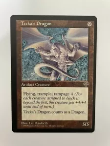 MTG MISPRINT ERROR MISCUT MIRAGE TEEKA'S DRAGON OFF CENTER ARTIFACT CREATURE - Picture 1 of 6