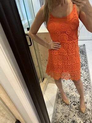Vestido Vaina $109 INC International Concepts Naranja Mandarina Crochet Encaje L Foto 1 de 4