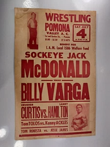 Vintage Wrestling Poster 1940's: Billy Varga Vs. Jack McDonald 22x14in (S84) - Picture 1 of 16