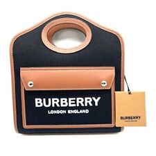 BURBERRY SHW Pocket Bag 2 Way Shoulder Handbag 8055746 Canvas Leather Black