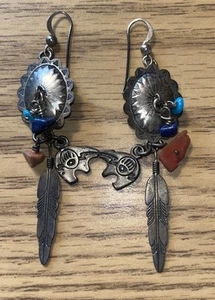 Orecchini pendenti in argento sterling firmati QT Quoc piuma - Foto 1 di 4