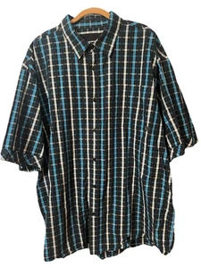 RocaWear 5X kurzärmliges schwarz kariertes Button-Down-Hemd für Herren gebraucht, in einwandfreiem Zustand - Bild 1 von 8
