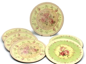 PLATZTELLER SHABBY Dekorteller Kunststoff Teller ROSEN DEKOR 6er Set Ø 25cm - Bild 1 von 14