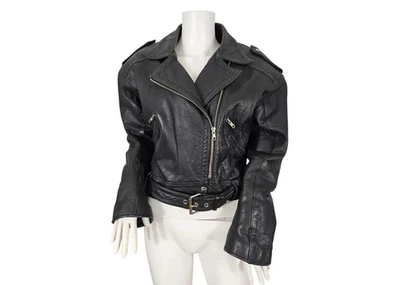 1980-е Express черная кожаная мотоциклетная куртка I Sz Lrg - Изображение 1 из 4
