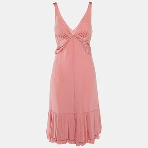 Prada Pink Silk Pleated Midi Dress M - Picture 1 of 6