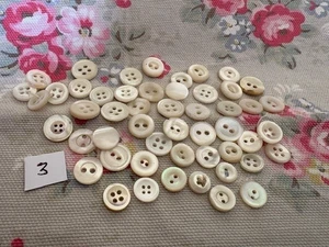 50 Small Sizes Vintage Mother of Pearl Buttons (3) 7- 11 mm - Picture 1 of 2