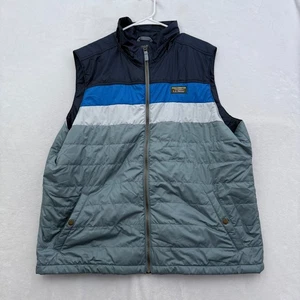 LL Bean Down Puffer Vest Mens 2XL Blue Colorblock Full Zip Outdoor - Picture 1 of 8