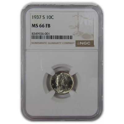 1937 S Mercury Dime MS 66 FB NGC Silver Uncirculated SKU:I23208 - Image 1 of 4