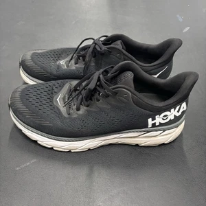 Hoka One One Mens Clifton 7 1110508 BWHT Black Running Shoes Sneakers Size 12.5 - Picture 1 of 7