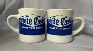 2x White Castle ~ Lo que anhelas de colección taza de café estilo restaurante anuncio par - Imagen 1 de 8