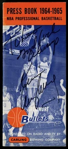 1964-65 BALTIMORE BULLETS MEDIA GUIDE PRESS BOOK~AUTOGRAPHED KEVIN LOUGHERY - Picture 1 of 2