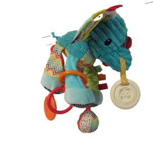 Infantino Blue Corduroy Elephant Hanging Crib Stroller Teether Crinkle Lovey - Picture 1 of 9