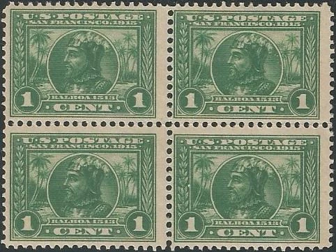 Block of 4 stamps - Scott 397 - 1 cent - Panama-Pacific - 1913 - MNH - Image 1 of 1