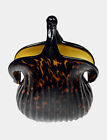 Vintage Glass Art Handbag Coin Purse Tortoise Shell Design