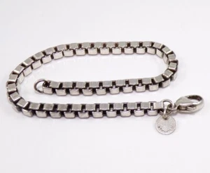 Tiffany & Co Venetian 4mm Box Link Sterling Silver Bracelet 7.5" FZZ - Picture 1 of 5