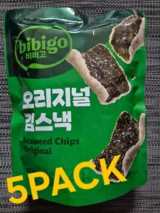 1.4oz(40g) Bibigo Dried Laver Snack 5PACK Crispy Seaweed Healthy Chip - Picture 1 of 6