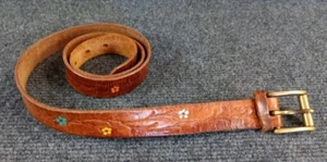 Cinturón de cuero pintado a mano para mujer talla M/L 38" de largo - Imagen 1 de 8