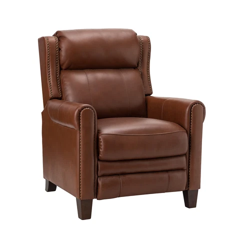 Karat Home Fiacro 32.48" Genuine Leather Manual Recline - Brown  MSRP $1548.00 Cover
