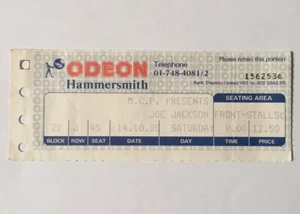 Joe Jackson 1985 OCT 14 Hammersmith Odeon UK CONCERT TICKET STUB - Picture 1 of 6