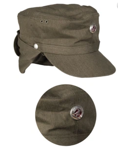 Cappello truppa montagna OD tedesco orientale coccarda vintage militare eccedenza misto lana - Foto 1 di 6