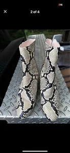 J Crew size 8 Sadie ivory leather snakeskin-printed ankle boots - Picture 1 of 4