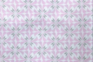 Fabric 100% Cotton Print Sylized Floral Pink Gray White 36"x42" One pre-cut pc - Picture 1 of 2
