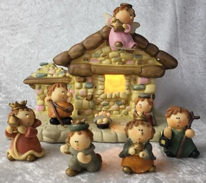 Presepe vintage Bumpkins otto pezzi ceramica illuminata in confezione originale - Foto 1 di 6