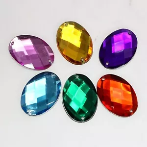 50 strass da cucire acrilico a colori misti ovali da cucire su perline 18X25 mm - Foto 1 di 9