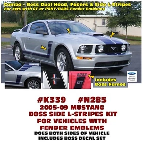 K339 2005-09 MUSTANG BOSS SIDE L-STRIPE & HOOD STRIPES WITH FADERS - BOSS NAME - Bild 1 von 2