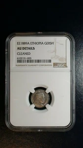 EE1889A Ethiopia Gersh NGC ABOUT UNCIRCULATED IG SILVER Coin BUY IT NOW! - Picture 1 of 4