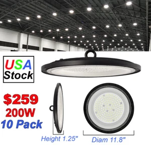10 Pack 200W UFO LED High Bay Light Industrial Commercial Warehouse Shop Lights - Picture 1 of 11